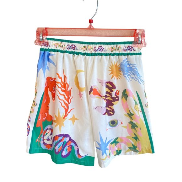 Women's XL Whimiscal Shorts Elastic High Waist Pockets Drawstring Multicolor - Picture 4 of 13